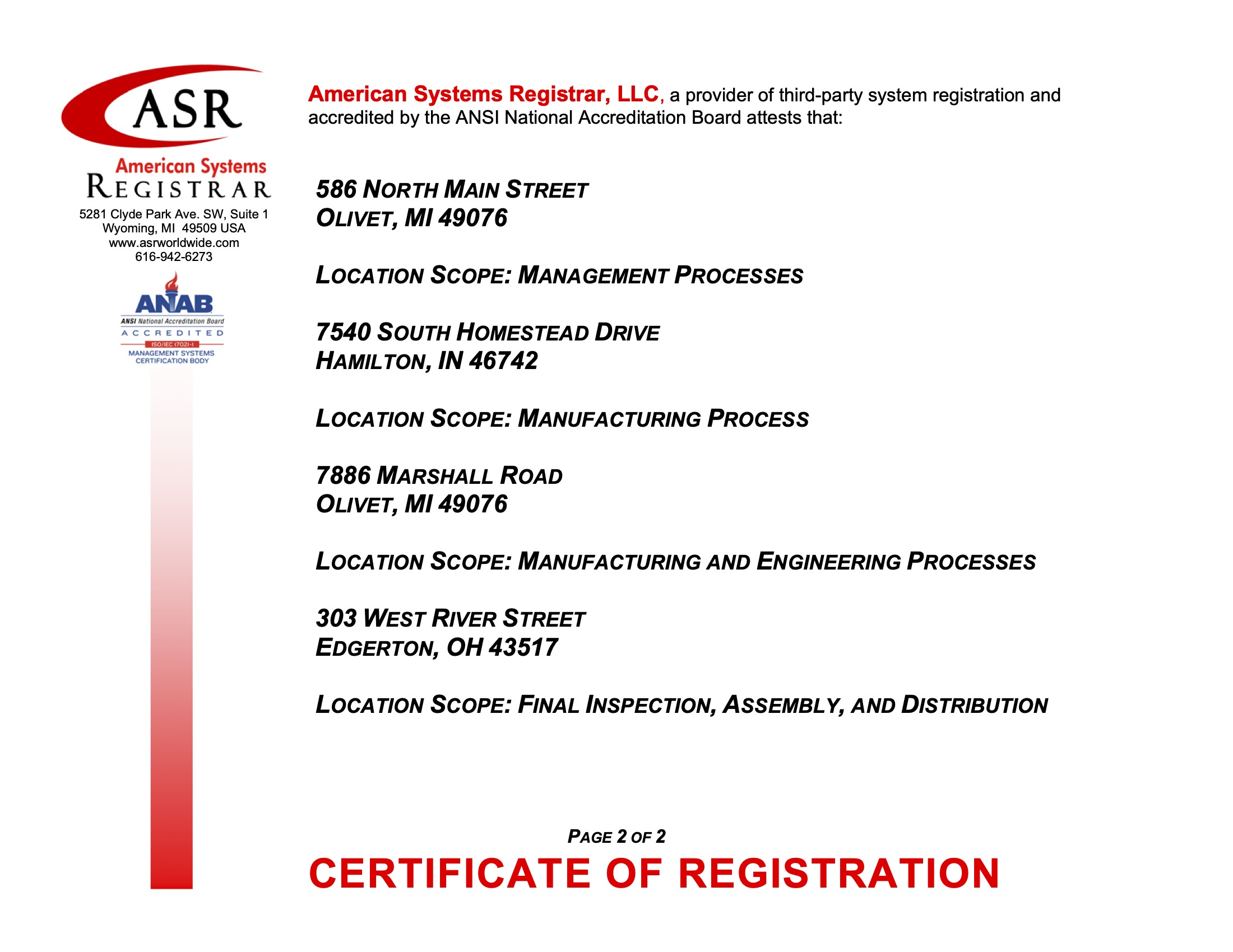 Air-Way Manufacturing Current ISO Certificate Page 2